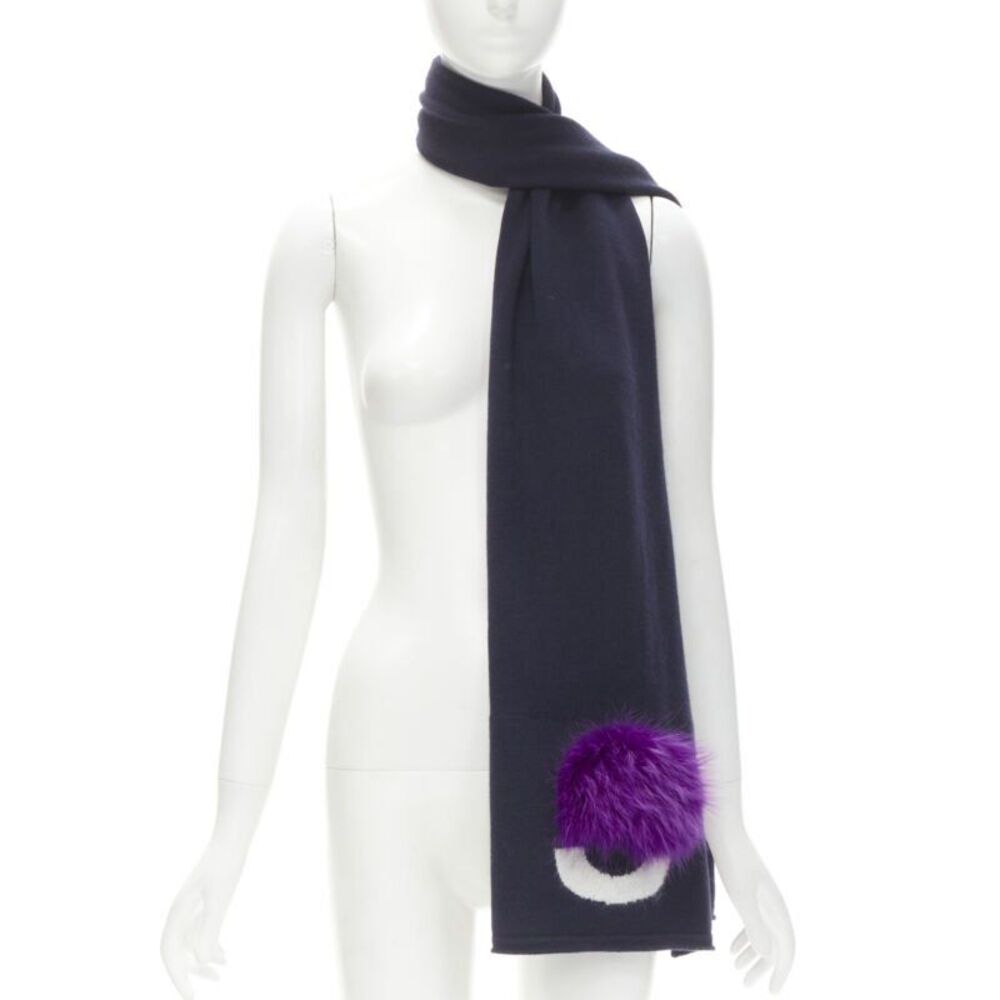 Fendi Wool Fur Trimmed Scarf